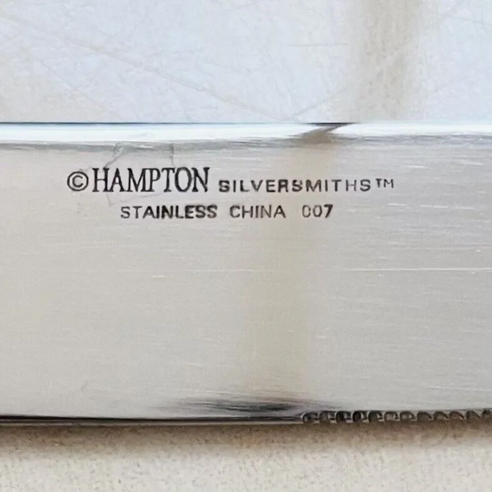 3pc HAMPTON SILVERSMITHS Bamboo Dinner Knife Stainless 9in Glossy